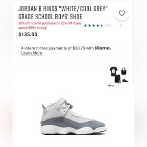 Jordan boys shoes 6 rings size 3